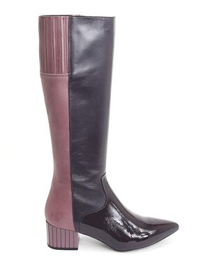 Two-Tone Plum Knee-High Leather Boots